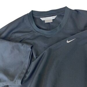 Vintage Y2K Nike Mini Swoosh Athletic Shirt Black Mens Large Silver Tag Training